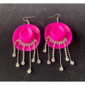 Pink Cowgirl bling hat earrings
